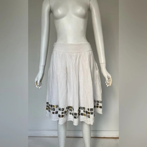 Monsoon White Rhinestone Lined  Skirt Size Medium M NWOT - Picture 1 of 6